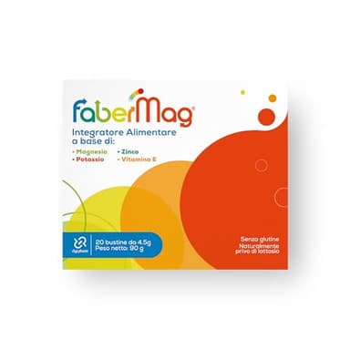 FaberMag Magnesio e Potassio Integratore Sali Minerali con Zinco e Vitamina E per Sport Affaticamento Stanchezza Sistema Nervoso e Muscolare Bustine da Bere Alta Efficacia Made in Italy