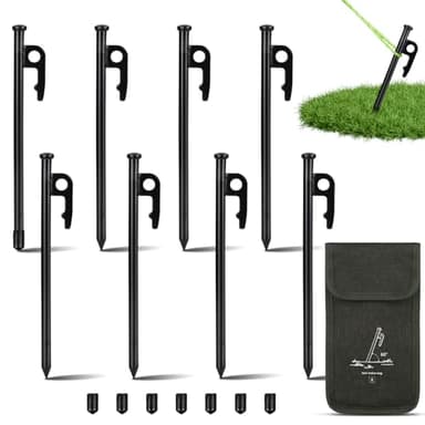 EFUTURETIME 8 x Picchetti da Terra 20 cm Picchetti da Campeggio per Tenda in Acciaio Forte per Ancoraggio a Terra, Picchetti da Tenda a Prova di Tempesta per Terreni Duri