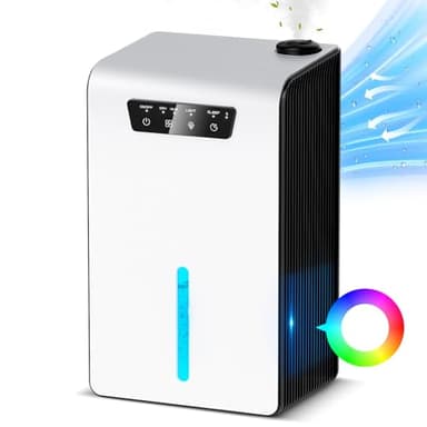 Ofottofo deumidificatore casa e umidificatore 2 in 1, 3,2 litri serbatoio, deumidificatore portatile silenzioso per camera da letto, bagno e cantina, Con luce LED a 7 colori, modalità sospensione