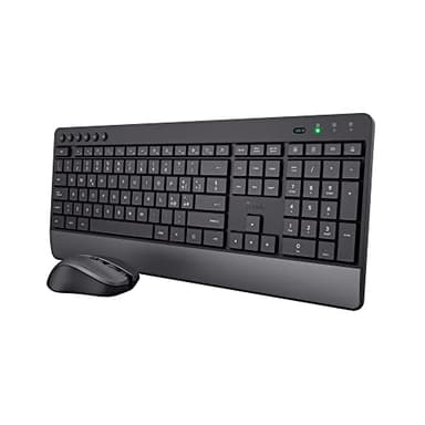 Trust Trezo Tastiera e Mouse Wireless, Layout Italiano QWERTY, Design Sostenibile, Combo Silenzioso e Ergonomico, Durata Batteria 48 Mesi, 2.4 GHz, Ricevitore USB, Resistenza ai Liquidi, PC, Laptop