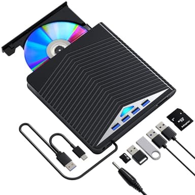 aelrsoch Lettore Blu-ray esterno, lettore DVD/BD, lettura/scrittura, lettore Blu-ray portatile, USB 3.0 e tipo-C, registratore DVD Ultra High Definition Blu-ray per Win 7/8/10/11/PC