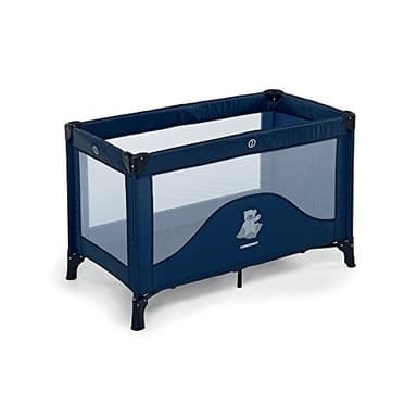 Foppapedretti Lettino da Viaggio Teddytour, Pieghevole, Grande Aerazione tramite Inserti in Rete Laterali, Piedini aggiuntivi per maggiore Stabilità, Custodia da Viaggio, 78x67x127 cm (aperto), Blu