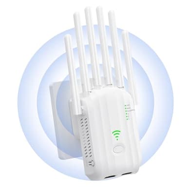 Ripetitore WiFi Potente per Casa,Amplificatore Wifi,6 Antenna,2 Porte LAN,Estensore Wi-Fi per Casa e Ufficio,amplificatore segnale wifi,WiFi Extender,Coverage up to 1200 m²,Plug and Play (U20-A1)