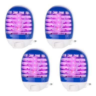 Lampada Antizanzare, 4PCS Lampada Antizanzare Elettrico, Presa Antizanzare Elettrica con Luce LED UV, Mosquito Killer per Casa Giardino Interno Esterno Cucina Soggiorno