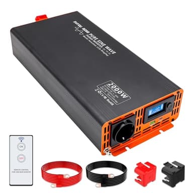 DATOUBOSS Inverter 12v 220v Onda Sinusoidale Pura 2000W/4000W Power Inverter Convertitore DC 12V a AC 220V 230V con LCD Display & Type-c e 1 presa AC e 1 Porte USB per Auto,Camion Camper