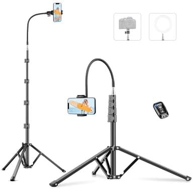 Victiv 224cm Treppiede Smartphone, Cavalletto per Smartphone con 35cm Collo D'oca & Telecomando, Tre Piedi per Telefono, Alluminio Treppiede Fotocamera Treppiedi per iPhone 15/14/13/12/11 Pro Max