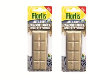 Flortis Alt Larve Zanzare Tablet. 16 blocchi solubili antizanzare. Antizanzare da giardino e tombini, sottovasi, acqua stagnante, orti. Larvicida zanzare. Prodotto antizanzare per giardino pronto uso.