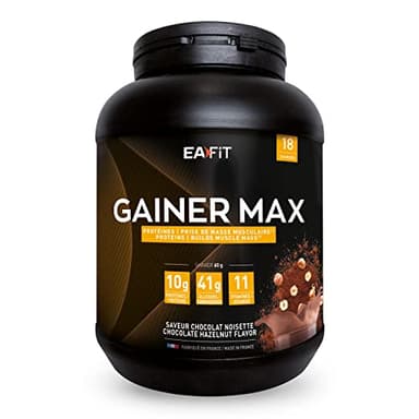 MASS GAINER EAFIT GAINER MAX 1,1 kg, Proteine in Polvere, Gusto Cioccolato Nocciola, Whey + Albume d'Uovo, Protein, Aumento Massa Muscolare, Proteine, Carboidrati, Alto Contenuto Calorico, 18 Porzioni