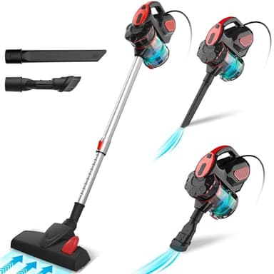 Aspirapolvere con filo Portatile, Scopa Elettrica con Filo potente 20kPA 600W, 3 in 1 Aspirapolvere senza Sacco, con Cavo 6m, per Pavimenti Duri e Peli di Animali Domestici