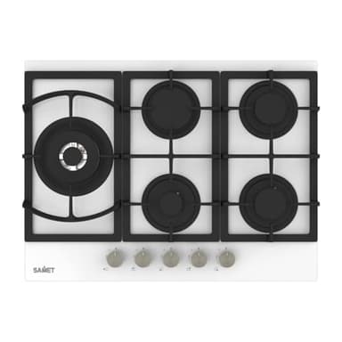 Samet Piano Cottura a Gas in Vetro Bianco 5 fuochi 70 cm - Dafne70