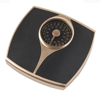 Salter 148 GFEU16 - Bilancia da bagno meccanica con quadrante Speedo, facile lettura e utilizzo, ampia piattaforma, capacità di 136 KG, senza batterie, misure imperiali/metriche, oro
