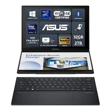 ASUS Zenbook Duo (2024), 14" OLED 3K 120Hz,Intel Core Ultra 9 185H 2.3 Ghz, 32GB RAM DDR5, 2TB SSD NVMe PCIe, Intel Arc Graphics, Win 11 Pro, Wi-Fi 6E, Bluetooth 5.3