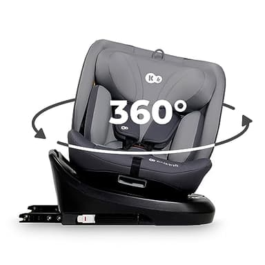 Kinderkraft I-GROW Seggiolino auto 0-36 kg, I-SIZE 40-150 cm, Seggiolino 360 girevole, con Isofix Base, Reclinabile Posizione sdraiata, Poggiatesta regolabile, Gruppo 0 1 2 3, Grigio