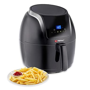 alpina Air Fryer - Friggitrice senza olio, 5 litri, friggitrice elettrica con rivestimento antiaderente, touch screen digitale, 7-8 persone