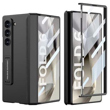 NATNAV Cover per Samsung Galaxy Z Fold 6 [Protezione Cerniera Magnetica] [Protezione Schermo Frontale] [Cavalletto Nascosto] Custodia per Telefono Ultrasottile PC All-Inclusive Antiurto (Nero)