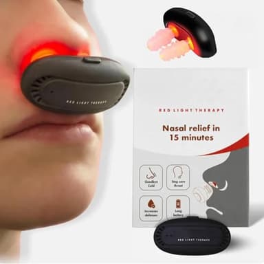 RespiRelief - Strumento per terapia nasale a luce rossa, dispositivo lenitivo nasale per fisioterapia, dispositivo ricaricabile per rinite, dispositivo di pulizia nasale (1 pezzo)