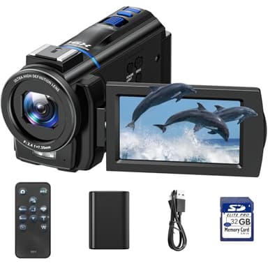 Videocamera 4K 48MP Camcorder 16X zoom digitale IR Videoregistratore per visione notturna 3" 270° Touch Screen Video Camera Vlog Camera per Youtube con scheda SD da 32 GB, Telecomando, Batteria