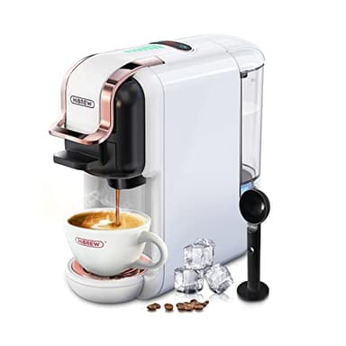 HIBREW Macchina da caffè H2B, multi-capsula 5 in 1, macchina caffè espresso, compatibile con cialde DG/Nes/K-cup/ESE/caffè macinato, arresto automatico, espresso perfetto, bianco