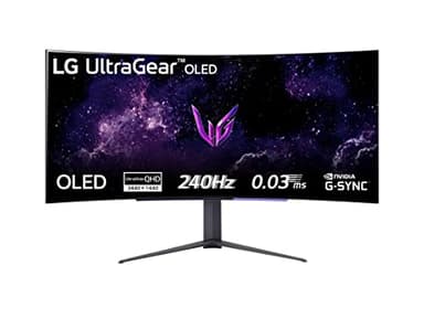LG 45GR95QE UltraGear Gaming Monitor 45" QHD UltraWide Curvo OLED HDR, 3440x1440, 0.03ms, G-Sync Compatible, AMD FreeSync Premium 240Hz, HDMI 2.1 VRR (HDCP 2.3), Display Port 1.4, Nero