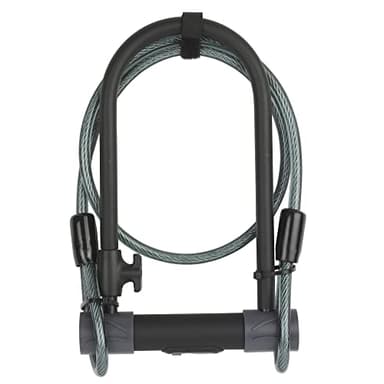 Yale Lucchetto a U con cavo di alta sicurezza per biciclette e moto YUL2C/13/230/1, lunghezza 230mm, arco e traversa ultra resistenti, 4 chiavi di cui una con micro-luce, staffa per bici