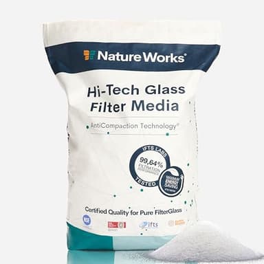NATURE WORKS Sabbia Filtrante di Vetro per Piscina con Un Potere di Filtrazione del 99,64%, Prodotto con Vetro Tecnico Vergine per la Massima Igiene - Sacchetto da 10 kg