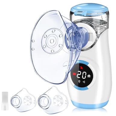 Wholede Aerosol Portatile Silenzioso Digitaler - Macchina Aerosol per Adulti e Bambini, Nebulizzatore Portatile con 2 Maschere e Boccaglio per Uso Domestico e in Viaggio