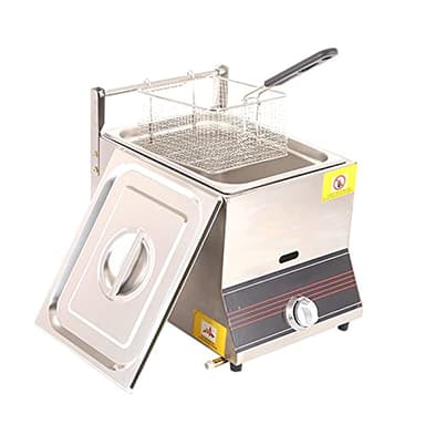 Friggitrice a gas professionale Deep Fryer, friggitrice per patatine di pollo in acciaio inossidabile con serbatoio da 6 litri con paletta per cestello per ristorante commerciale