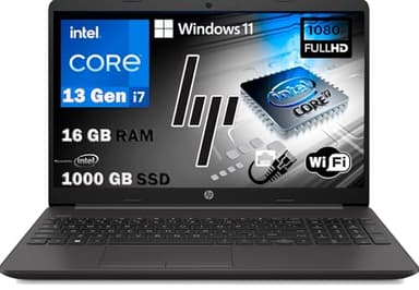 HP 250 G10, Pc portatile notebook Grey, Intel Core i7 13Th 10 Core, Ram 16Gb, SSD 1000Gb, Display 15.6" Full HD, Win 11 Pro, Open Office 2021,pronto all'uso