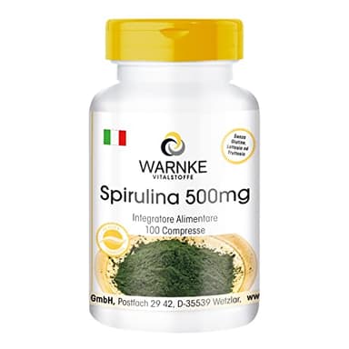 Spirulina 500 mg compresse - Spirulina Platensis pura in polvere - 100 compresse | Warnke Vitalstoffe - Qualità da farmacia tedesca