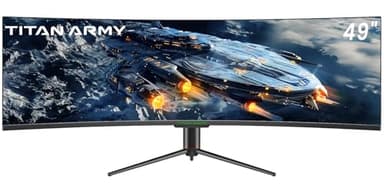 TITAN ARMY 49" Monitor Gaming Curvo, 144Hz, DFHD 3840 x 1080, UltraWide 1800R VA PC Monitor, 32:9, HDR400, G-Sync & FreeSync, 99% sRGB, Altavoz, Type-C 65W, HDMI, DP, RJ45, C49SHC
