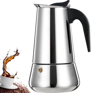 DITOSH 2 Tazze Stovetop Espresso Maker Moka Pot Espresso Maker in acciaio inox Percolator Italian Coffee Maker Capable Mocha Coffee Machine Cafe Classic Maker for Home e Camping 100ml 3.3oz