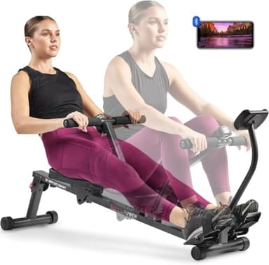 Sunny Health & Fitness Vogatore intelligente, vogatore compatto e regolabile con 12 livelli di resistenza all'allenamento completo del corpo - SF-RW1205SMART