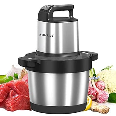 SOKANY Tritatutto Elettrico Ciotola in Acciaio Inox 2 Velocità con 4 Lame Affilate Frullatore Tritatutto con Motore Potente Robot da Cucina per Frutta Verdura Carne Spezie (SK-7033, 1500W, 6,5L)