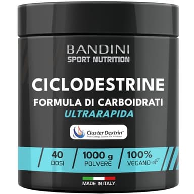 Bandini® Destrina Ciclica Polvere (Cluster Dextrin®) 1000 g - Carboidrati premium ad alta ramificazione - Energia potenziata grazie alla formula brevettata - Vegan