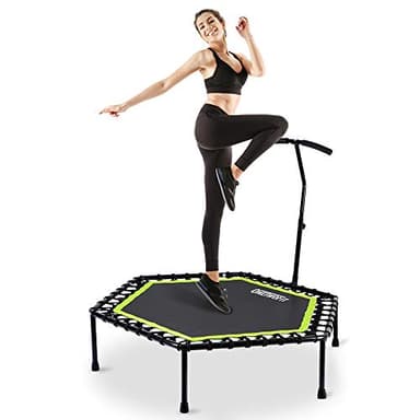 ONETWOFIT Mini Trampolino 48" Silenzioso con Manubrio Regolabile Attrezzo per Fitness e Salto Allenamento Cardio Trainer OT064