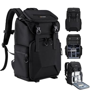 K&F Concept Zaino per Fotocamera Professonale, Borsa Fotocamera Fotografia, Zaino Fotocamera Impermeabile Antifurto, Grande Capacità, Elevata Stabilità, Scomparto per Laptop da 16 Pollici, Nero