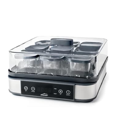 Lacor - 69439 - Yogurtiera in Vetro Deva, 9 Vasetti di Vetro Inclusi, Temperatura Regolabile, Timer, Spegnimento Automatico, Include Ricettario, 100% Senza BPA, 170ml x 9