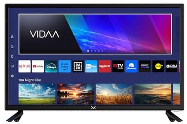 Majestic SM424 V1 - Televisore SMART LED HD READY 24" doppia alimentazione (12V e 220V), Sistema operativo VIDAA, Wi-Fi integrato, DVB-T/T2 e DVB-S/S2, Telecomando, 2 USB, 3 HDMI