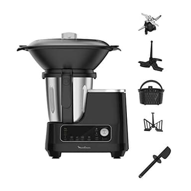 Moulinex HF4568K Robot da Cucina con Funzione di Cottura, Metallo, 12 velocità, Nero