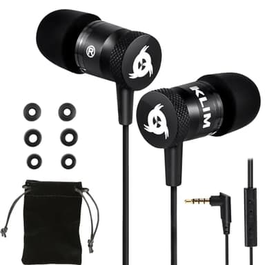 KLIM Fusion Auricolari con Microfono + Audio di Alta qualità + Cuffie di Lunga Durata con Memory Foam + Garanzia 5 Anni - Jack 3.5 mm per iOS Android PC Console + Nuova Versione 2024 + Nero