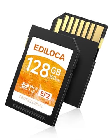 Ediloca Scheda SD da 128GB EF2, fino a 100MB/s in Lettura, UHS-I, C10, U3, V30, video Full HD e 4K, scheda di memoria, scheda SD per fotocamera, indispensabile per fotografi professionisti