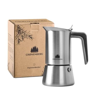 Groenenberg Moka induzione 4 Tazze (200 ml) | Caffettiera induzione (Acciaio Inox) | Moka con Guarnizione di ricambio & istruzioni