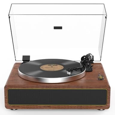 Giradischi con Altoparlanti Incorporati, Giradischi Vinile Bluetooth 2 Velocità 33/45 RPM e Auto-Off/Aux-In/RCA