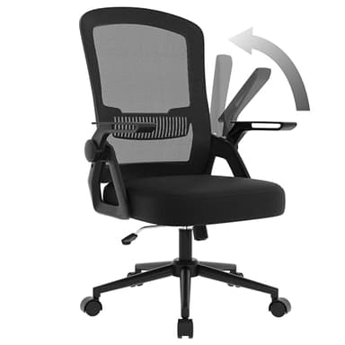 naspaluro Sedia da Ufficio Scrivania Ergonomica, Con Braccioli Pieghevoli, Altezza Regolabile, Seduta e Schienale in Rete Respirante, Girevole con Ruote, Funzione Oscillante Nera