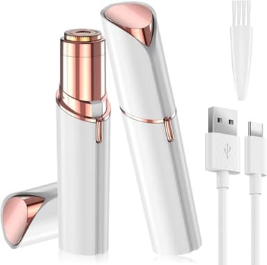 Vexloria Epilatore Viso Donna, USB Ricaricabile Rasoio Viso Donna, luce a LED, Epilatore Elettrico Indolore per Viso, Labbra, Baffetti, Braccia, La Zona Bikini (Bianco)