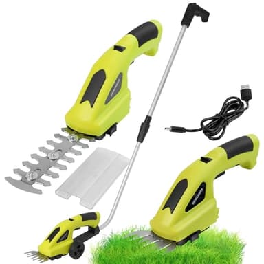 DEWINNER Cesoia per Erba a Batteria, 2 in 1 Tagliaerba, con Manico Telescopico, Cesoie Elettriche 7,2 V, Accessorio per Cesoie per Siepi e Cespugli, Per la Coltivazione di Arbusti, Erba o Prato