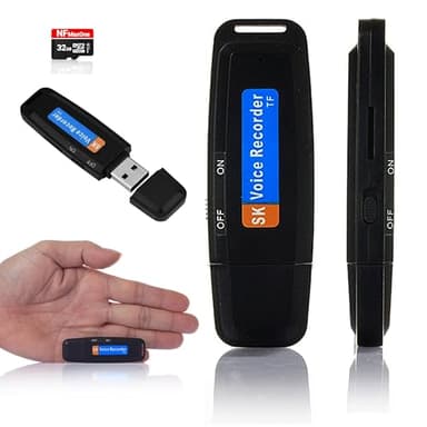 Registratore Vocale, Mini Registratore Vocale Portatile HD 32 GB, Dittafono Audio per Riunioni, Interviste, Conferenze, Registratore Spia Digitale USB con Memoria per + 100 Ore di Registrazione