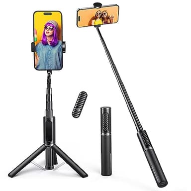 ATUMTEK Bastone Selfie Treppiede, Perchetta Selfie in Alluminio 3 in 1, Rotazione a 360° con Telecomando Senza Fili per iPhone 16/15/14/13/12 mini/11 Pro/XS Max/XR/X/8/7, Samsung Smartphones Nero
