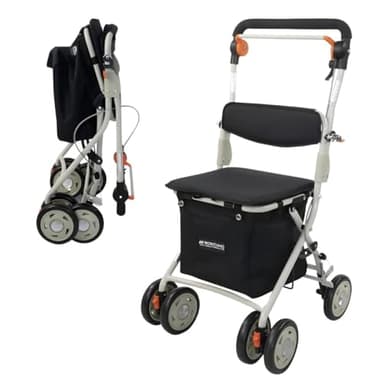 Mobiclinic®, Deambulatore pieghevole per anziani, Carrello spesa, 21 l, Modello coliseo, Marchio europeo, Con borsa della e freni, Sedile imbottito, Monoleva, Acciaio