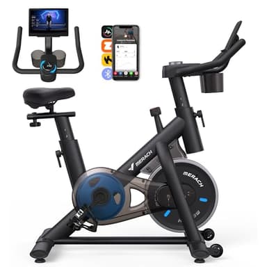 MERACH Cyclette da Casa, Silenziosa Cyclette Professionale con Resistenza Regolabile, Schermo LCD, Sedile Comodo e Grande, App Proprietaria, Ideale per Aerobica Domestica, Capacità di Carico di 136 KG